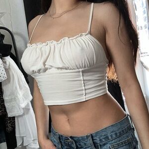 Princess Polly White Ruched Ruffled Camisole